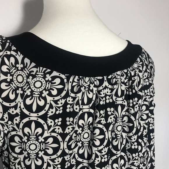 Goddess Black and White Patterned Short Sleeve Top Size Petite XL - Picture 6 of 12